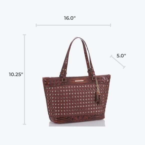 Retired Brahmin Medium Asher Pecan Lima Wicker Tote Bag Purse RARE New - Picture 15 of 16